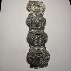 Mexico Ave Juarez 40 Prieto Sterling Silver & Turquoise Bracelet