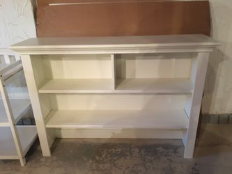 White dresser top shelves