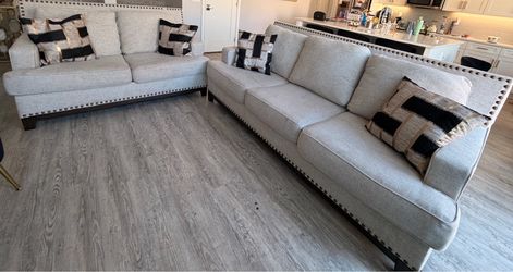 Light Gray 3-Seat Sofa with loveseat