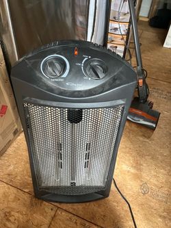 1500-Watt Black Electric Tower Quartz Infrared Space Heater with Thermostat