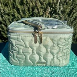 Conair® Train Case Quilt 2pc Sage Green Cosmetic Bag-brand new/never used.