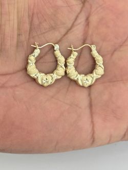 10k Real Gold Heart Style Hoop Earring