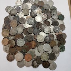 Lot Of (215) Old Antique U. S Coins - Liberty , Shield Nickels & Indian Head Cents