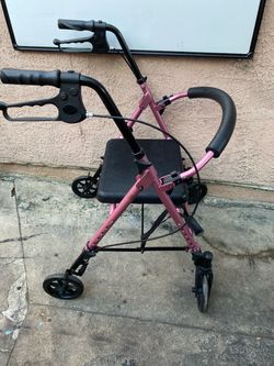 Pink 4-Wheel Rollator Walker with Seat