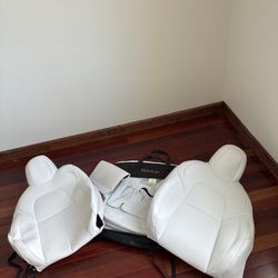 Wekar White Nappa Leather Seat Covers for Tesla Model Y 2020