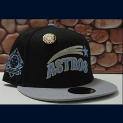 Houston Astros Size 7 New Era 59FIFTY 2TONE BLACK/GRAY "SHOOTING STAR LOGO" Hat (NWT) EXTREMELY RARE! Please Read Description. 