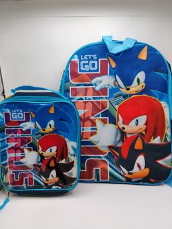 Sonic The Hedgehog Book Bag With Matching Lunchbox 