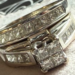 ✨ Stunning 1ct Princess Cut Diamond Bridal Set – 14k White Gold (Size 8)✨