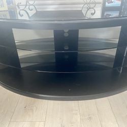 T.V. Stand All Black With Glass Top And Tiers 