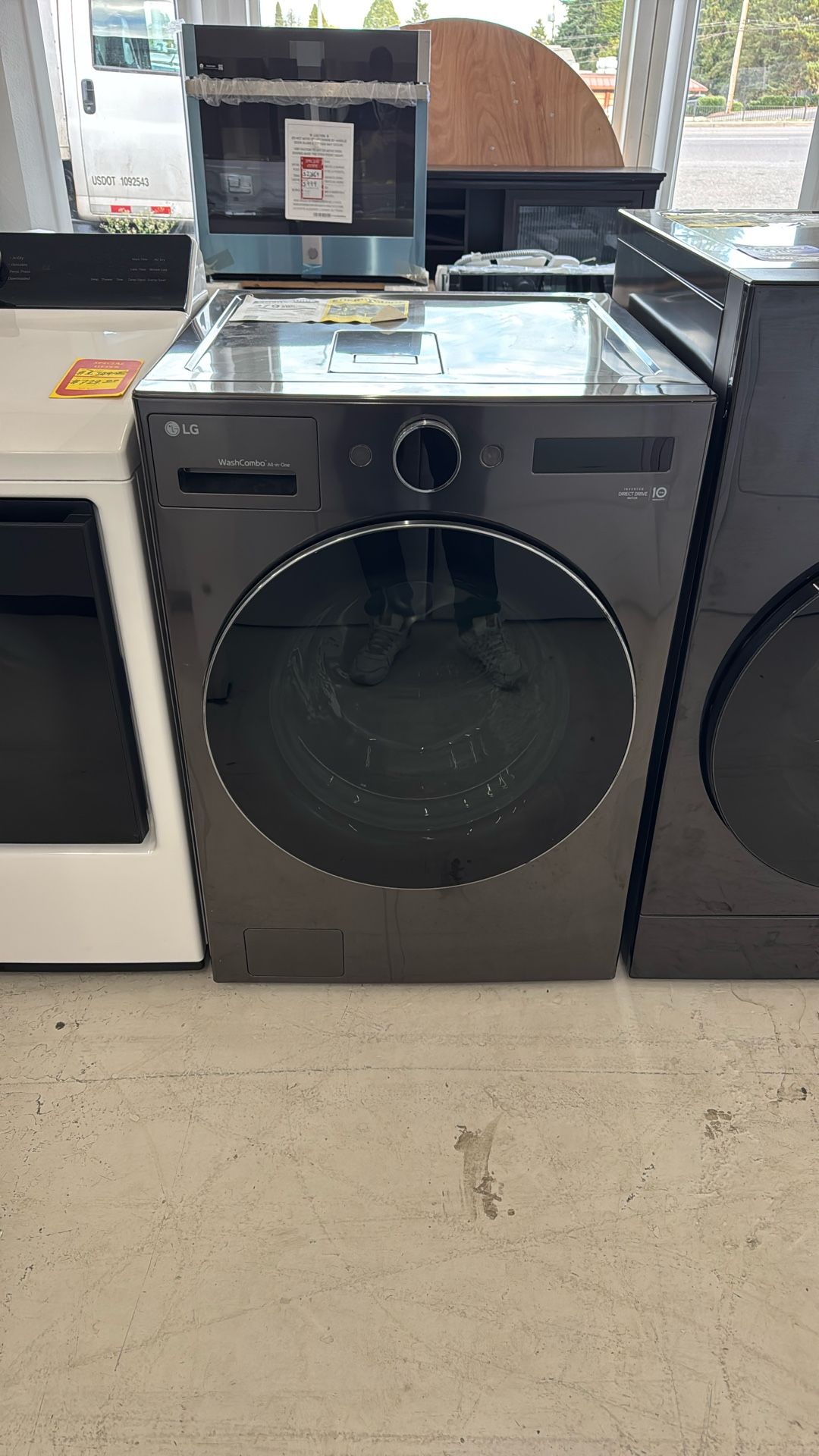 LG 5.0 cu. ft. Mega Capacity Smart Front Load Electric All-in-One Washer Dryer Combo with TurboWash360 WiFi in Black Steel