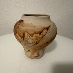 Nemadji Pottery Vase Brown Orange