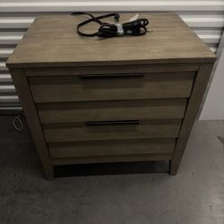 Cresent Larkspur 2-Drawer Power Nightstand - Greystone