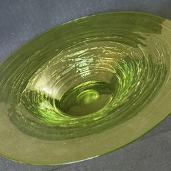 Vintage Lime Green Textured Glass Bowl/Platter 13”