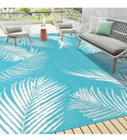 Pauwer Waterproof Outdoor Rug 10x14, Reversible Plastic Straw Patio Camping Rug, Indoor Outdoor RV Mat Carpet for Deck, Camper, Porch, Balcony, Backya