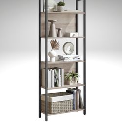 5-Tier Bookcase, Industrial Bookshelf with Steel Frame for Home, Living Room, Office, or Bedroom