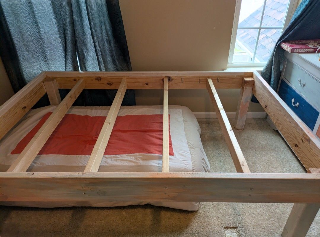 Two Solid Wood Bed Frames, Full Size And Twin