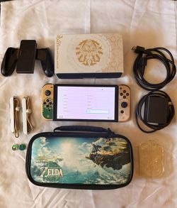 Nintendo Switch OLED Zelda Tears of the Kingdom Edition Console + Dock + Zelda Carrying Case
