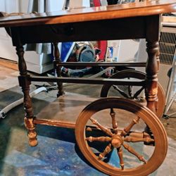 Vintage Wooden Rockingham Drop Leaf Tea/Bar Cart