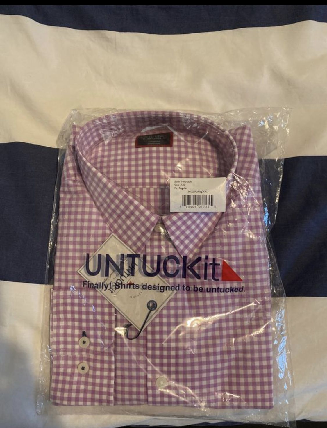 UNTUCKit XXL purple checkered full sleeve dress shirt