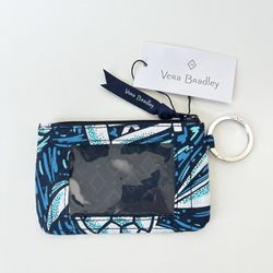 Vera Bradley Zip ID Card Holder Case Wallet - ‘Shore Enough’ Print