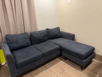 Blue Fabric Sectional Sofa with Chaise