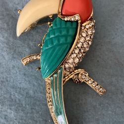 Toucan Bird Brooch By Hattie Carnegie (Unsigned) #189.