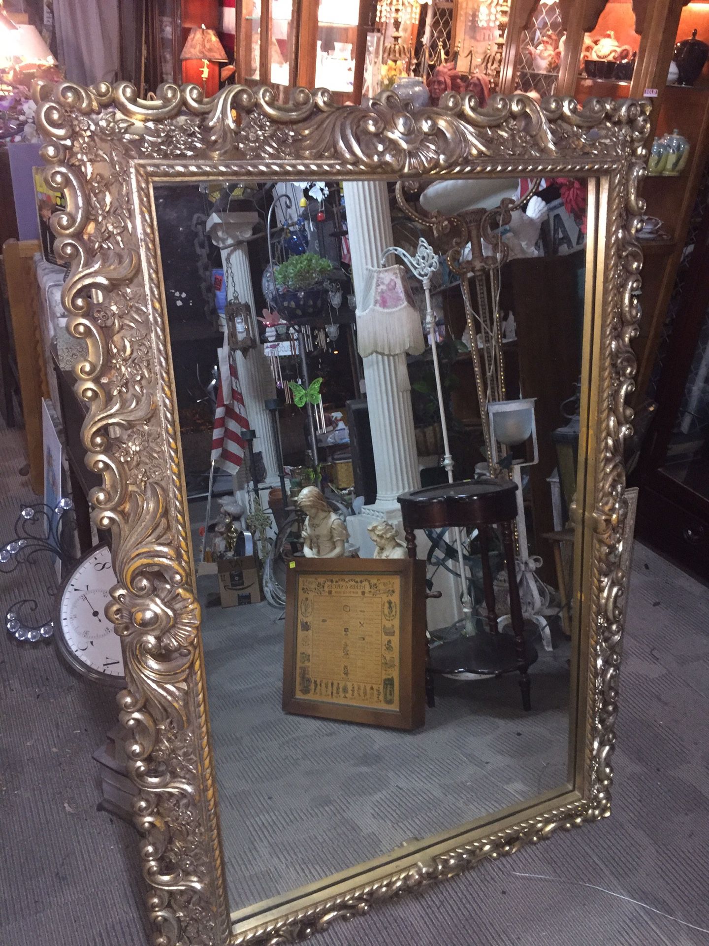 Large vintage gold framed mirror