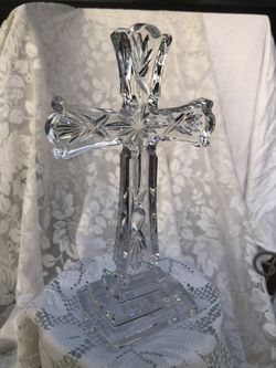 : Waterford Crystal 8" Standing Cross Figurine/Sculpture – Timeless Symbol of Faith. 