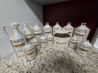 1920 vintage white block Germany 12 pc Spice Jar set