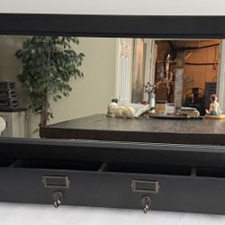 Pottery Barn Hanging Mirror Entryway Organizer. Storage & Key Holders 36”W x 18”H