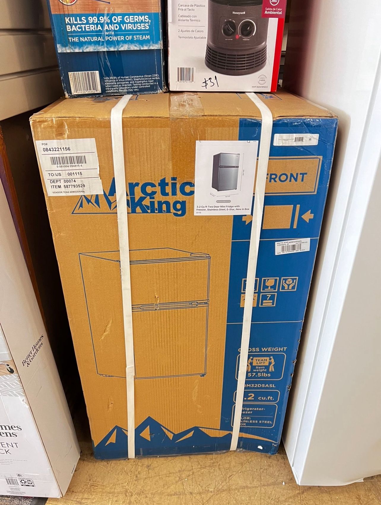 3.2 Cu ft Two Door Mini Fridge with Freezer, Stainless Steel, E-Star, New in Box