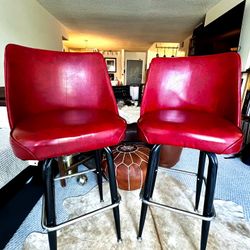 Vintage Red Swivel Bar Stools
