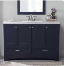 New Bathroom Vanity 48-in Deep Blue Single Sink