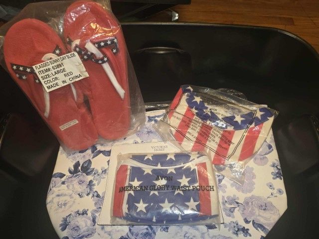 New 4th Of July Visor, Pouch, Slides