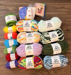 Big Twist Plush Yarn and Loops and Threads Huge Lot Bundle