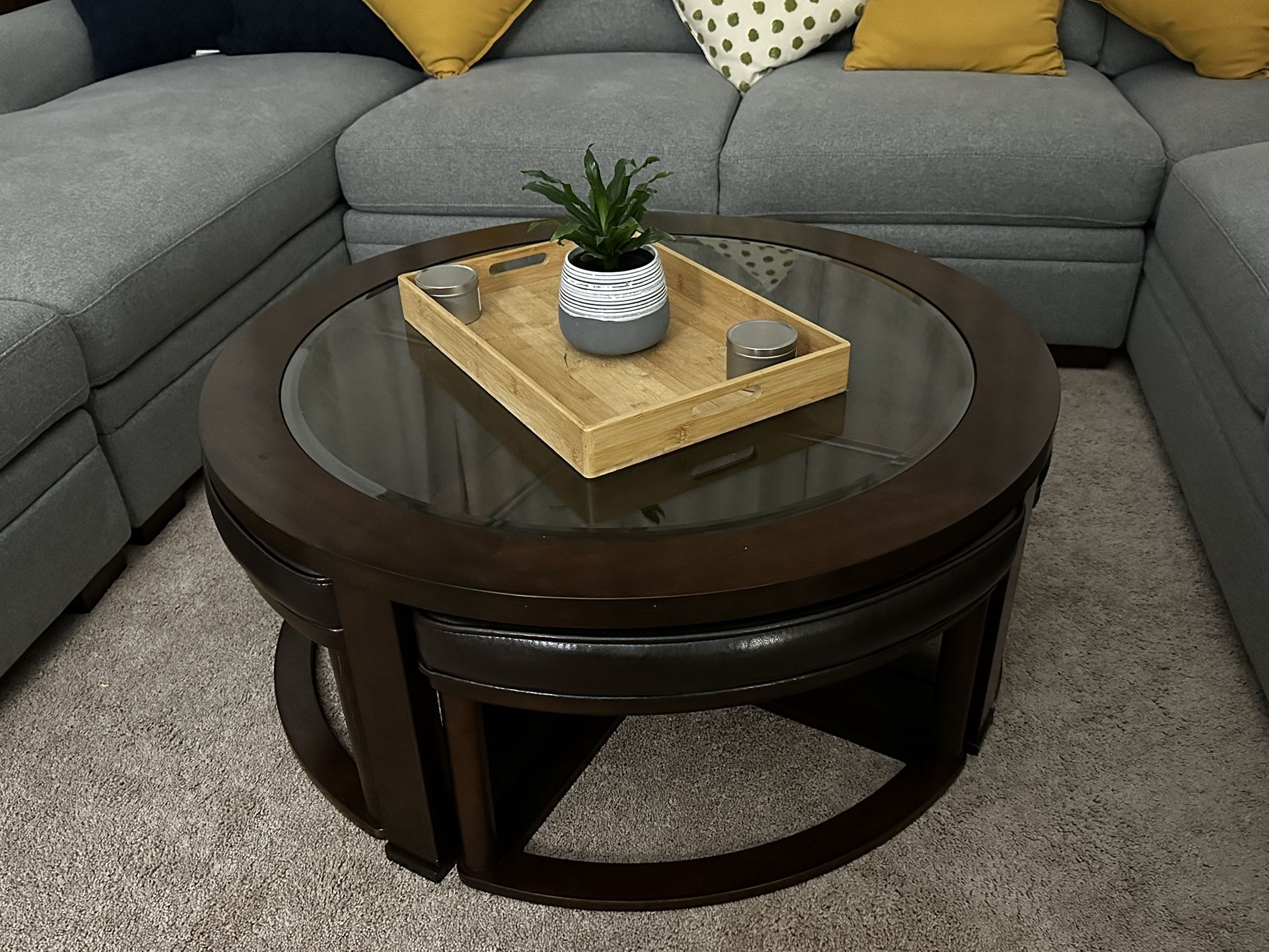 Round Glass top Coffee Table 