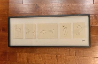 Picasso Art Lithograph Print 5 Animal Sketches 1999 IKEA Olunda Poland 15.5x 41"