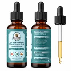 Organic Sea Moss Glycerite Mineral Tonic with Bladderwrack Burdock Root Ginger Wildcrafted Herbal Drops