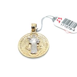 14kt Gold Two Tone St Christopher Round Pendant 5.45grams 171579!4