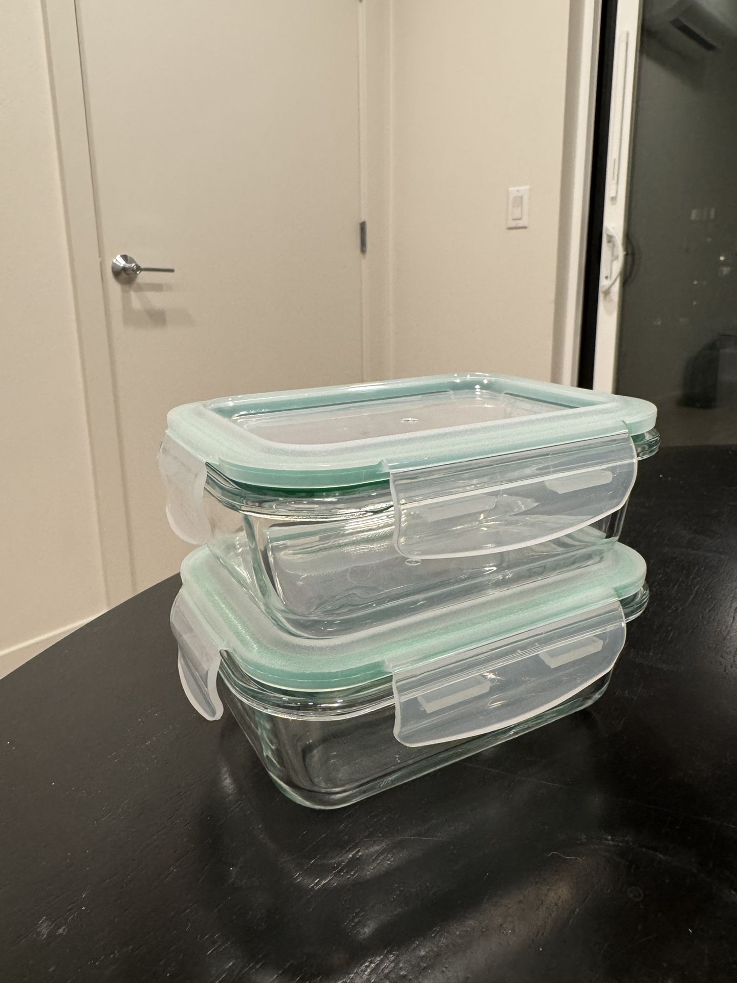 2 Small Glass Storage Containers