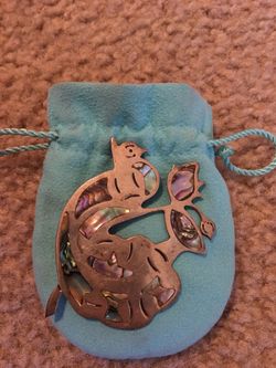 Vintage Sterling silver peacock brooch