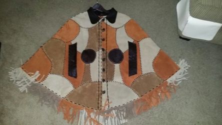 Handmade leather poncho