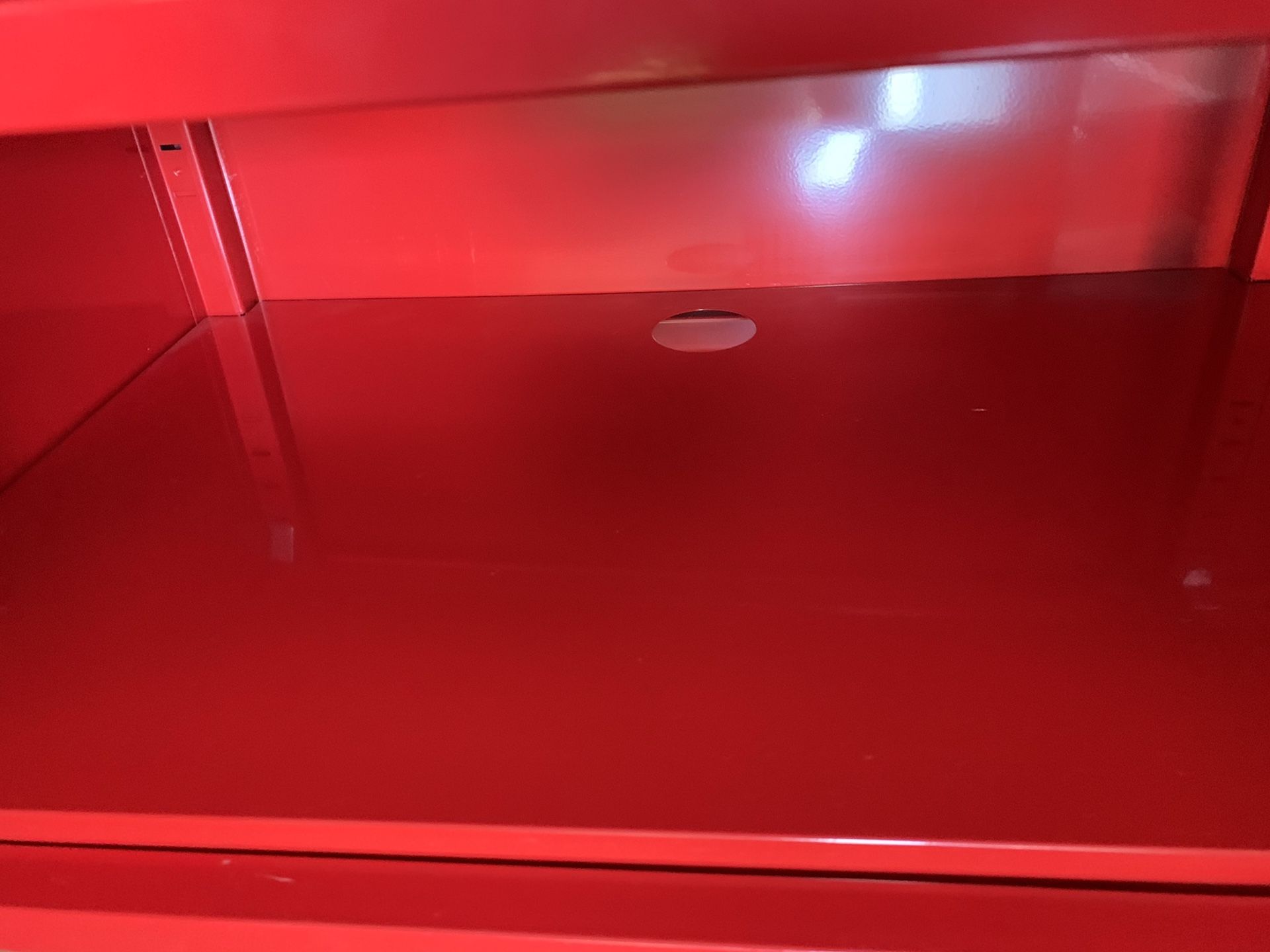 Red metal locker tv stand stereo gaming game system shelving unit for