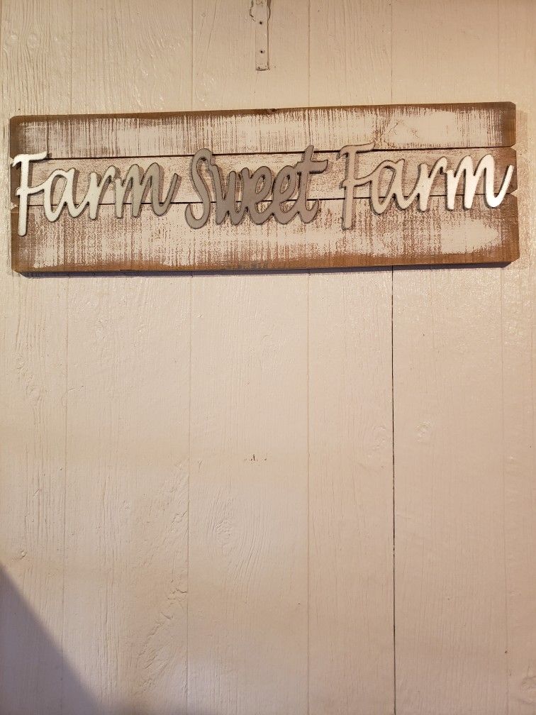 Wooden And Metal Farm Sweet Farm Wall Decor. 30 In X.12.1/2 In.