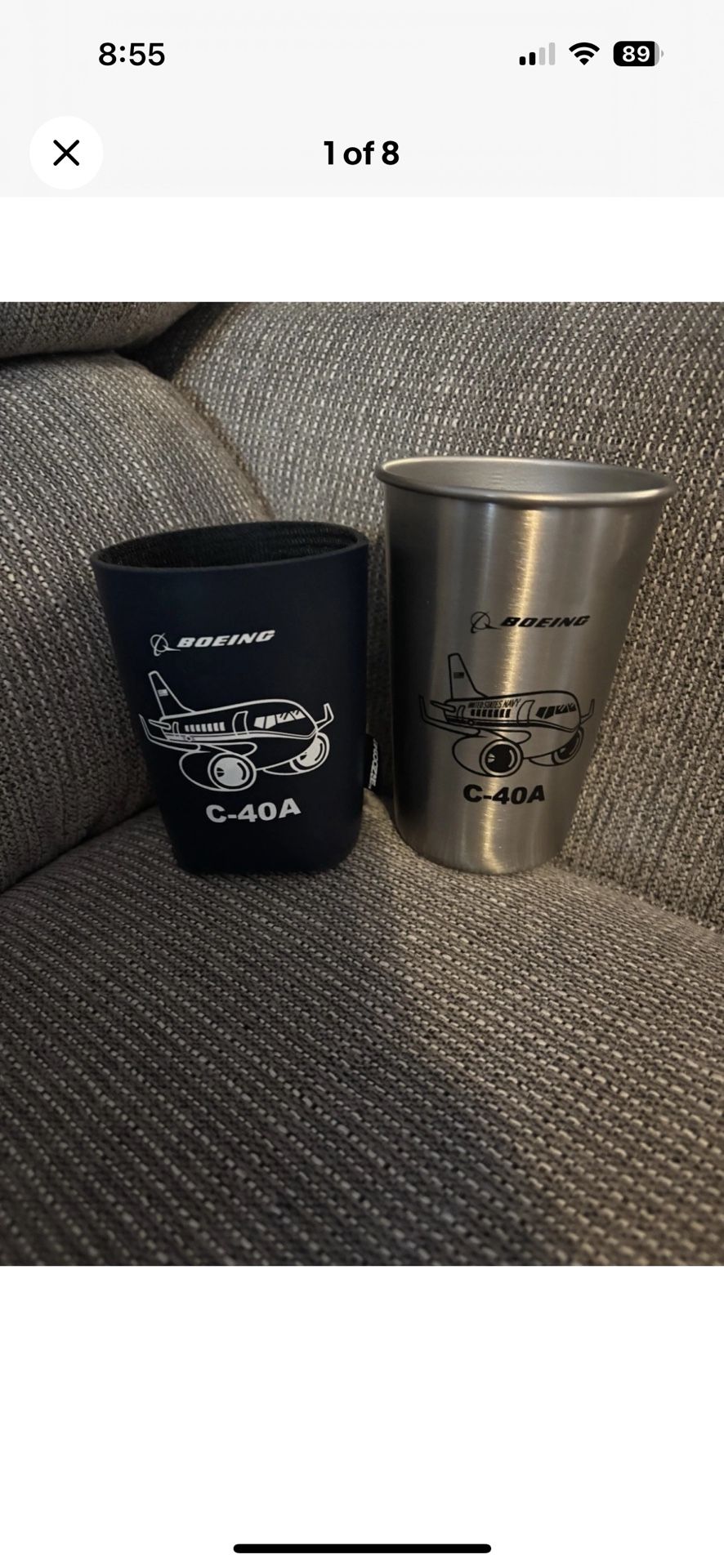 Boeing C-40A Aircraft Airplane Tin Cup & Kooze