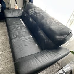 Black Faux Leather Couch