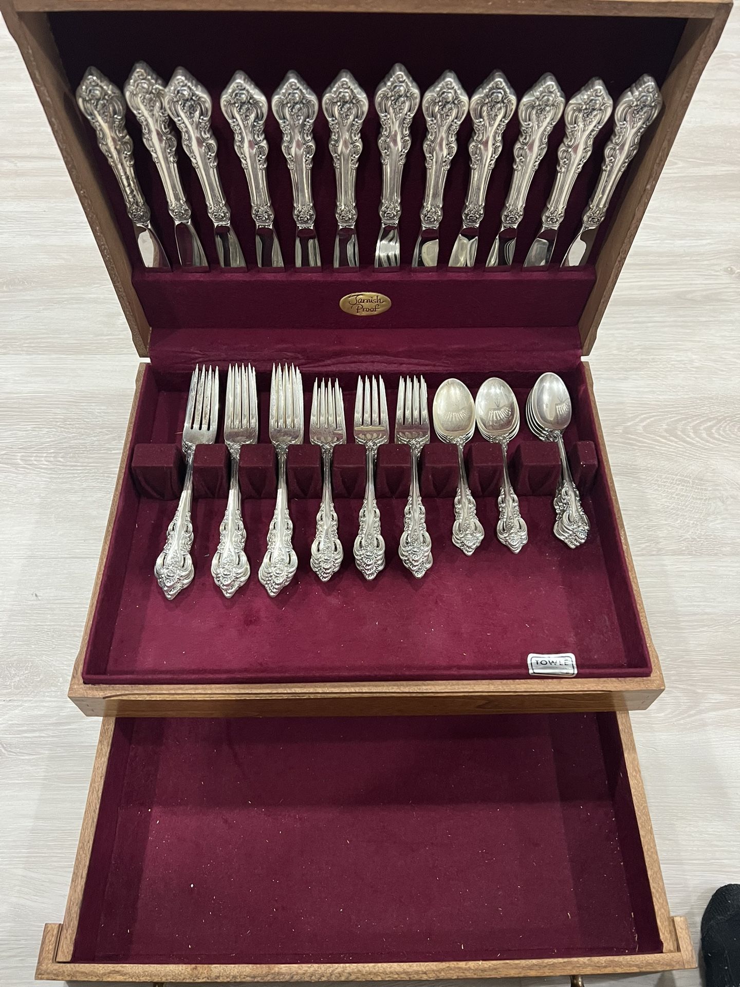 Antique Towle “El Grandee” Sterling Silver Flatware Set For 12 Service 48 Pieces