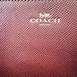 Coach Burgundy Leather Wristlet Bag