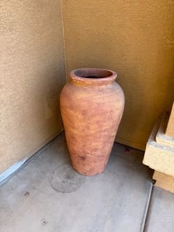 Large 40” Rustic Terracotta Floor Vase / Outdoor Urn