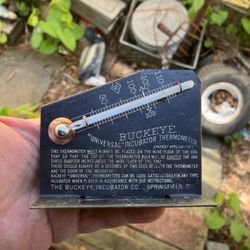Antique BUCKEYE INCUBATOR THERMOMETER Chicken Egg Springfield Ohio Farm Coop Met